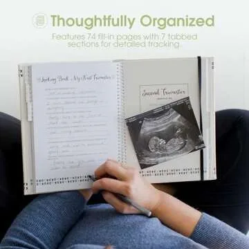 Pearhead My Pregnancy Journal - 74-Page Memory Book and Photo Album, Gender Neutral Planner for Expecting Moms, Includes Milestone Sections and Ultrasound Photo Insert