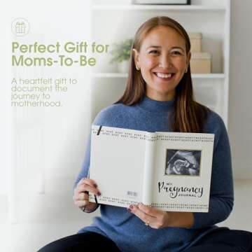 Pearhead My Pregnancy Journal - 74-Page Memory Book and Photo Album, Gender Neutral Planner for Expecting Moms, Includes Milestone Sections and Ultrasound Photo Insert
