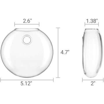 Mkono Wall Hanging Glass Terrariums Planter Oblate Flower Vase for Hydroponics Plants, Bathroom, Home Office Living Room Decor, Set of 2
