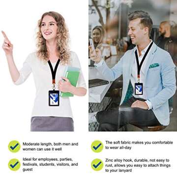 HONZUEN Long Neck Lanyard Leather Keychains with Metal Clasp, Sturdy Durable Women Men Id Badge Lanyard, Neck Lanyard Strap Ideal for Car Keys, Card Holder, Whistle, Keychain, Wallet