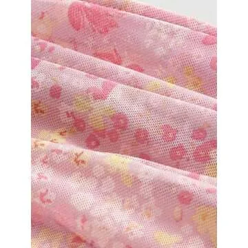 Milumia Floral Mesh Strapless Bandeau Top for Women