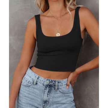 Chic Summer Square Neck Crop Top for Women in Black