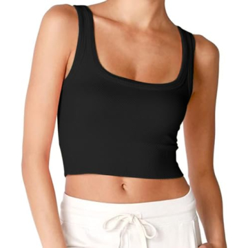 Chic Summer Square Neck Crop Top for Women in Black