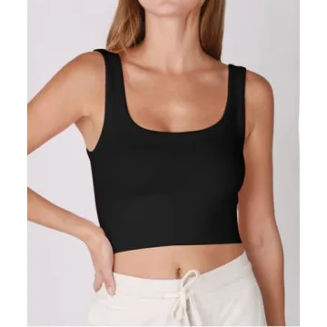 Chic Summer Square Neck Crop Top for Women in Black