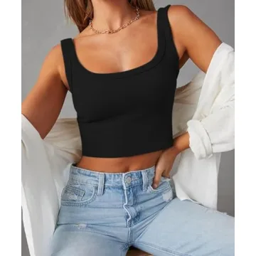 Chic Summer Square Neck Crop Top for Women in Black