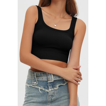 Chic Summer Square Neck Crop Top for Women in Black