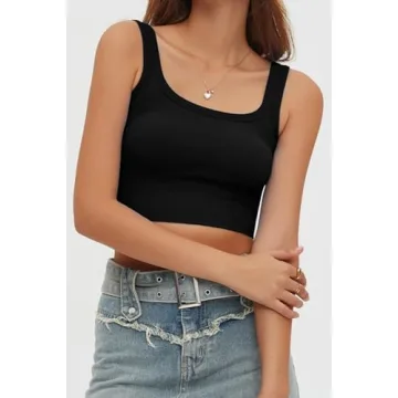 Chic Summer Square Neck Crop Top for Women in Black