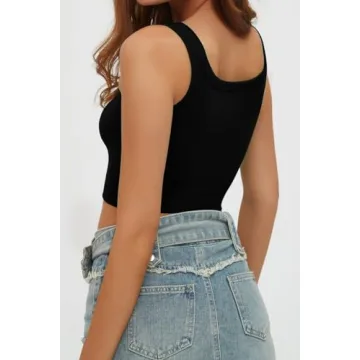 Chic Summer Square Neck Crop Top for Women in Black