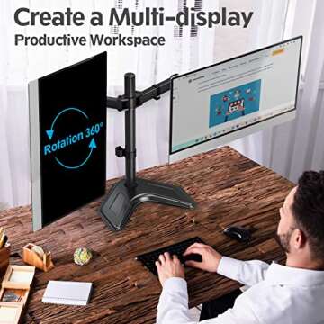 MOUNTUP Dual Monitor Stand for 2 Monitors up to 27"