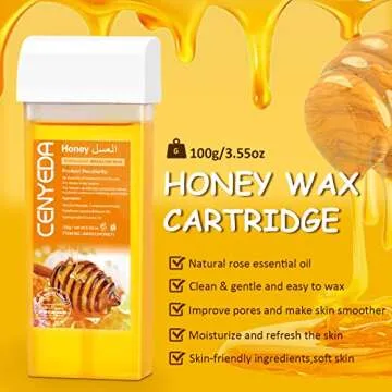 Digital Honey Wax Kit for Women's Hair Removal - Roll On Warmer with 2 Cartridges and 100 Wax Strips