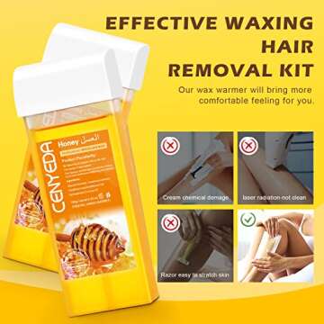 Digital Honey Wax Kit for Women's Hair Removal - Roll On Warmer with 2 Cartridges and 100 Wax Strips