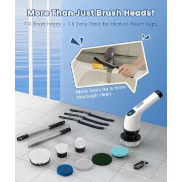 Electric Spin Scrubber, Cordless Cleaning Brush with 10 Cleaning Tools, 2H Long Battery Life, Adjust...