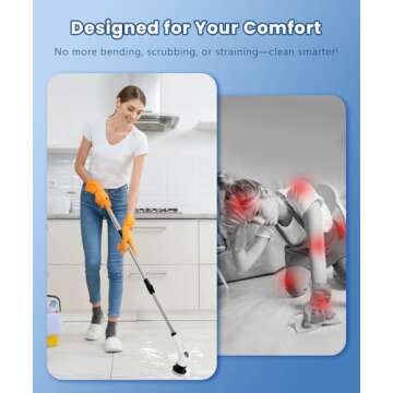 Electric Spin Scrubber with 10 Tools and Adjustable Handle