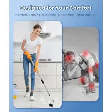 Electric Spin Scrubber with 10 Tools and Adjustable Handle