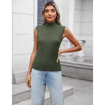 Zeagoo Women's 2025 Mock Turtle Neck Sweater Vest Sleeveless Knit Pullover Tank Tops Casual Trendy S...