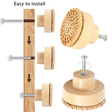 ETIUC 6pcs Handmade Rattan Drawer Knobs for Chic Furniture