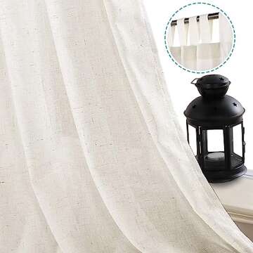 H.VERSAILTEX 2 Pack Ultra Luxurious Solid High Woven Linen Elegant Semi Sheer Curtains 7 Tab Top Bre...