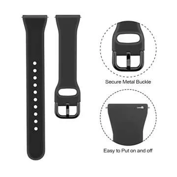 3 Pack Slim Sport Bands for Samsung Galaxy Watch Active 2 40mm 44mm, Soft Liquid Silicone Waterproof...