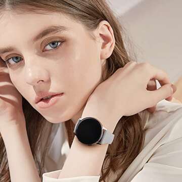 3 Pack Slim Sport Bands for Samsung Galaxy Watch Active 2 40mm 44mm, Soft Liquid Silicone Waterproof Straps for Replacement for Galaxy Watch Active Wristbands Women Men (White/Black/Gray)