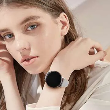 3 Pack Slim Sport Bands for Samsung Galaxy Watch Active 2 40mm 44mm, Soft Liquid Silicone Waterproof Straps for Replacement for Galaxy Watch Active Wristbands Women Men (White/Black/Gray)