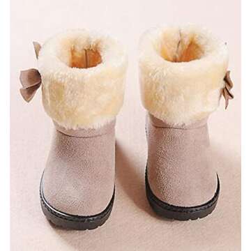 Cute Bowknot Fur Lining Snow Boots for Girls 2-6 Years