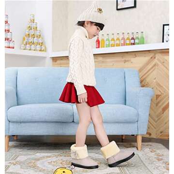 Cute Bowknot Fur Lining Snow Boots for Girls 2-6 Years