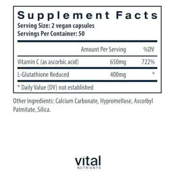 Vital Nutrients Glutathione 400mg | Antioxidant Support for Liver Detox | Vegan Antioxidant Suppleme...