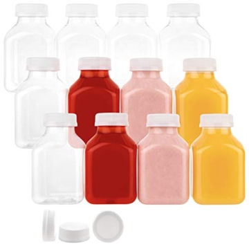 Disposable Plastic Juice Bottles - 12 Pack, 8 Oz, BPA Free, Reusable