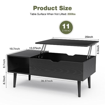 OLIXIS Modern Lift Top Coffee Table with Storage