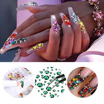 RODAKY 1500Pcs Red and Balck Nail Rhinestones for Nails 6 Size Nail Art Crystals Gems Stones Flatback Crystal Rhinestone for Crafts Nail Diamond Jewels Decoration Design Charms DIY Makeup Crafts