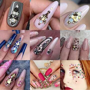 RODAKY 1500Pcs Red and Balck Nail Rhinestones for Nails 6 Size Nail Art Crystals Gems Stones Flatback Crystal Rhinestone for Crafts Nail Diamond Jewels Decoration Design Charms DIY Makeup Crafts