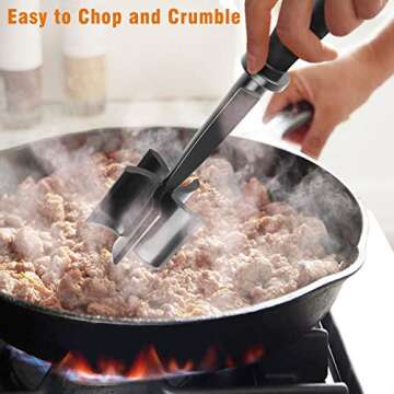 Hamburger Chopper,Meat spatula chopper,Ground meat chopper, Utensil meat breaker upper,Meat chopper utensil, Ground Turkey, Ground Beef Smasher & Ground Meat Chopper, Potato Masher