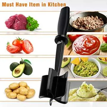 Hamburger Chopper,Meat spatula chopper,Ground meat chopper, Utensil meat breaker upper,Meat chopper utensil, Ground Turkey, Ground Beef Smasher & Ground Meat Chopper, Potato Masher