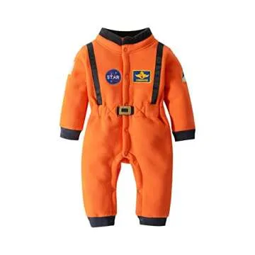 LXKIKMM Baby Toddler Boy Astronaut Costume Space Suit Cosplay Party Jumpsuit Halloween Rompers Orang...