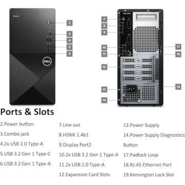 Dell Desktop Tower PC, i3-12100, 32GB RAM, 1TB SSD