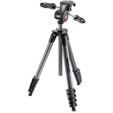 Manfrotto MKCOMPACTADV-BK Compact Advanced Tripod with 3-Way Head (Black) – with Two ZAYKiR Quick Release Plates for The RC2 Rapid Connect Adapter