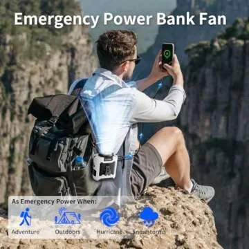 Socool 10000mAh Portable Waist Fan Clip on Wearable Belt Personal Fan Rechargeable Battery Operated with 5 Speeds & Flashlight Neck Hands-Free 40H Cooling for Outdoor Travel Camping Power Bank (White)