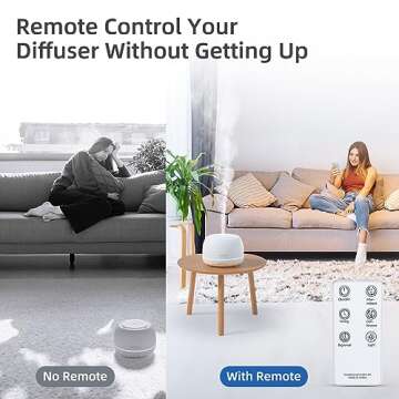 ASAKUKI 300ml Premium, Essential Oil Diffuser with 10 Oils Set, Remote Control, 5 in 1 Ultrasonic Aromatherapy Fragrant Humidifier Vaporizer, Timer and Auto-Off, White Wood