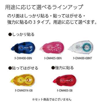 KOKUYO Glue Tape for Scrapbooking, 52.5 Ft x 0.33 in Double Sided Tape Roller for Crafts, Blue Dot Pattern Tape Runner, Adhesive Scrapbook Supplies. Japan Import (TA-DM400-08)