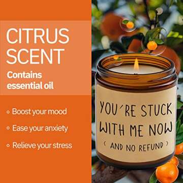 Anniversary Gifts for Him, Her, Boyfriend, Girlfriend, I Love You Candle Gifts, Funny Birthday Gifts for Couples, Husband, Wife, Handmade Citrus Scented Candles 7oz