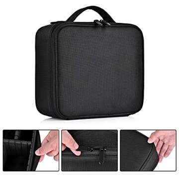 Garsumiss Travel Makeup Train Case Professional Cosmetic Bag Organizer Portable Artist Storage Make Up Compartments Tool Box Vanity with Adjustable Dividers for Brushes Toiletry Jewelry