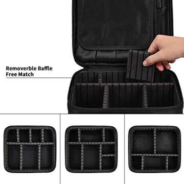 Garsumiss Travel Makeup Train Case Professional Cosmetic Bag Organizer Portable Artist Storage Make Up Compartments Tool Box Vanity with Adjustable Dividers for Brushes Toiletry Jewelry