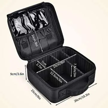 Garsumiss Travel Makeup Train Case Professional Cosmetic Bag Organizer Portable Artist Storage Make Up Compartments Tool Box Vanity with Adjustable Dividers for Brushes Toiletry Jewelry