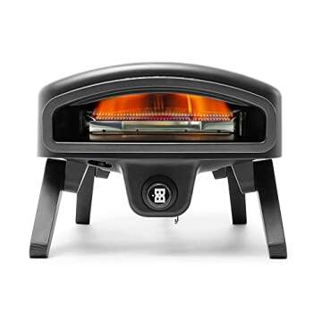 Bakebros 14" Gas Powered Outdoor Pizza Oven (SPACE BLACK) Portable Outdoor Ovens with Built-in Infrared Thermometer,Pizzas Peel, Stone, Cutter, Recipe Carry Cover Bag