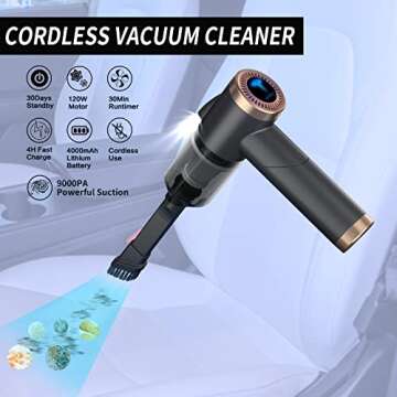 COSLAKE Tesla Vacuum Cleaner, Car Vacuum Cordless Cleaner for Model S/3/X/Y,9000PA Mini Portable Vacuum,Tesla Accessories,Rechargeable Handheld 90° Foldable Vacuum Cleaner for Car(Black)