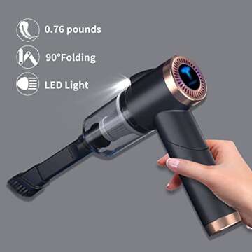 COSLAKE Tesla Vacuum Cleaner, Car Vacuum Cordless Cleaner for Model S/3/X/Y,9000PA Mini Portable Vacuum,Tesla Accessories,Rechargeable Handheld 90° Foldable Vacuum Cleaner for Car(Black)