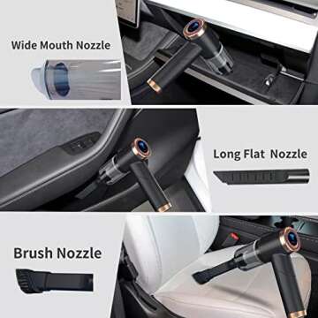 COSLAKE Tesla Vacuum Cleaner, Car Vacuum Cordless Cleaner for Model S/3/X/Y,9000PA Mini Portable Vacuum,Tesla Accessories,Rechargeable Handheld 90° Foldable Vacuum Cleaner for Car(Black)