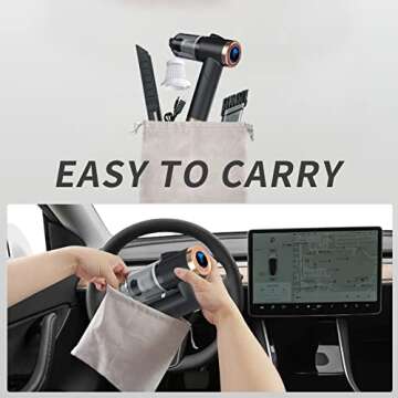 COSLAKE Tesla Vacuum Cleaner, Car Vacuum Cordless Cleaner for Model S/3/X/Y,9000PA Mini Portable Vacuum,Tesla Accessories,Rechargeable Handheld 90° Foldable Vacuum Cleaner for Car(Black)