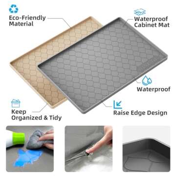 Winisok Silicone Under Sink Mat 34" x 22", Kitchen Essentials and Gadgets, Shelf Liner and Cabinet P...