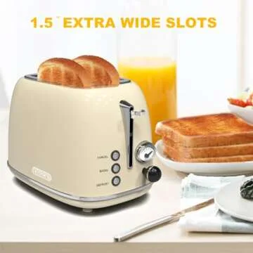 Toaster 2 slice, KitchMix Retro Stainless Steel Toaster with 6 Settings, 1.5 In Extra Wide Slots, Ba...